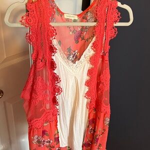 Loralette Floral Lace Shaw & Cream Cami set 2XL